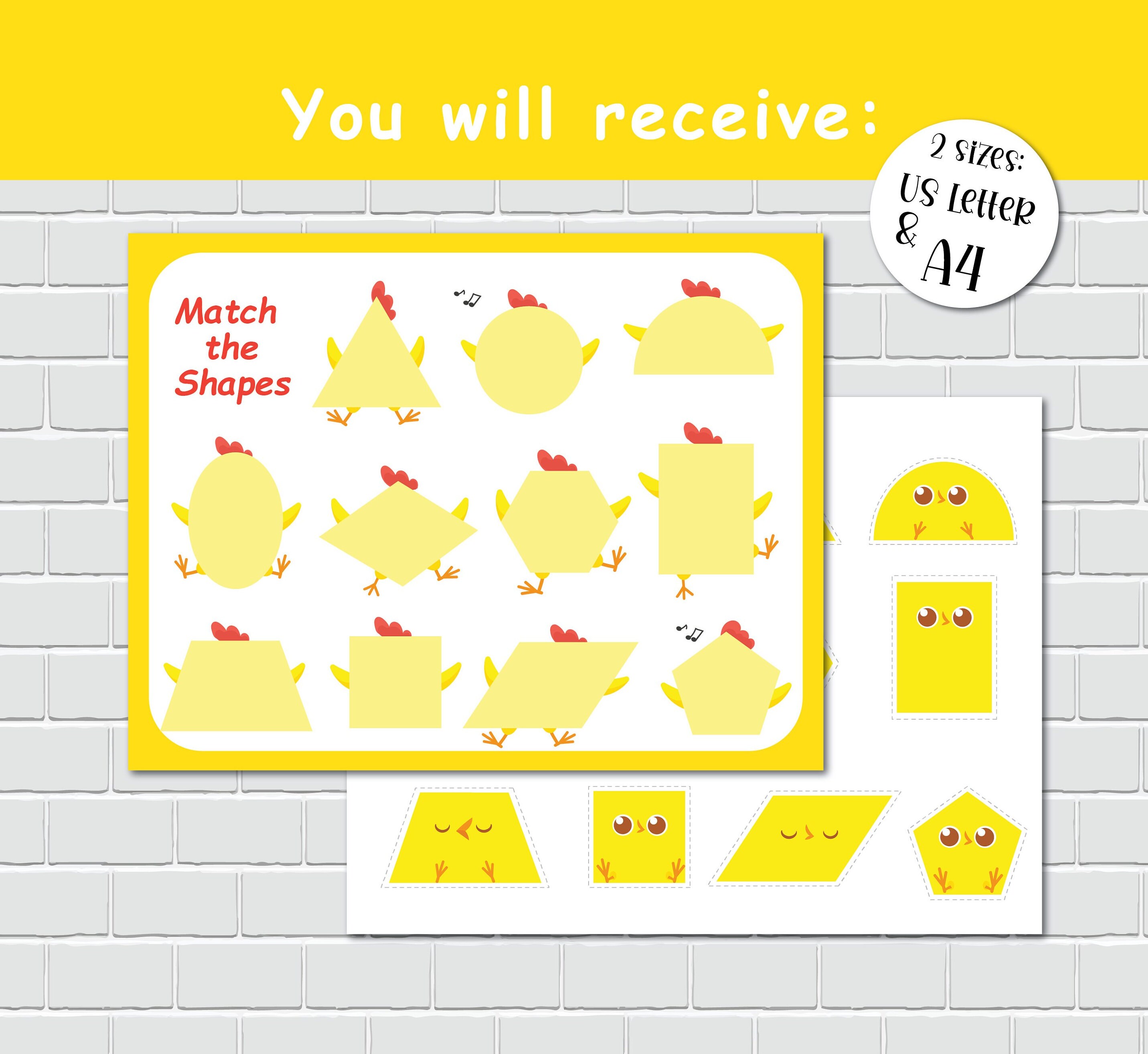 Farm Shape Matching Shape Matching Activity, 2D Shapes, Farm Busy Book Page, File Folder ...