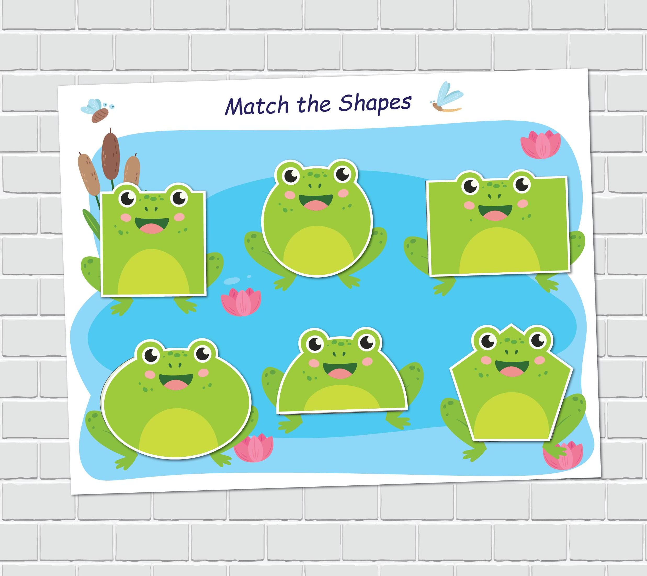 Frog Shape Matching Activity, 2D Shapes, Spring Learning Binder ...