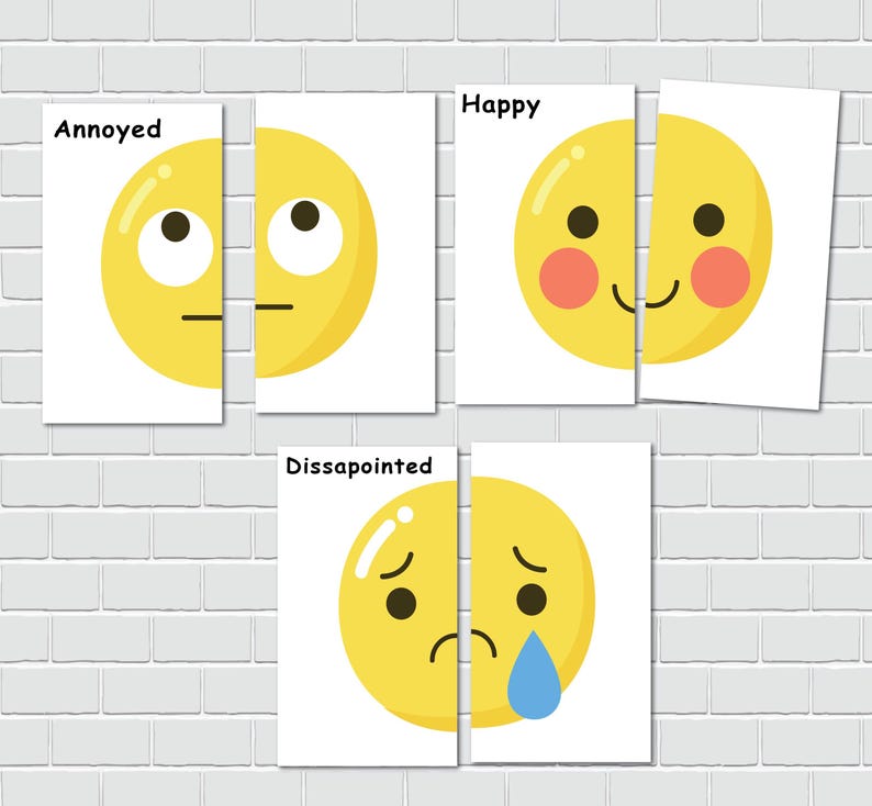 Feelings Matching Game, Emotions Symmetry Cards, Toddler Puzzle ...