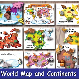 Kontinente beschäftigt Buch Aktivität für Kinder Lernmappe Pre-k Quiet Book Homeschool Curriculum Montessori Materialien
