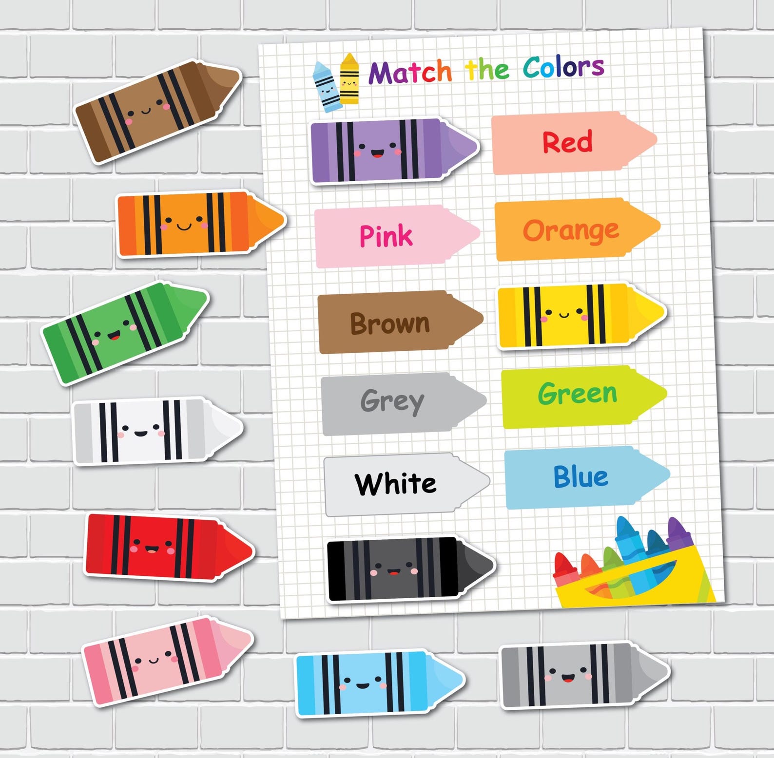 Crayons Color Matching Activity for Kids, Toddler Color Printables ...