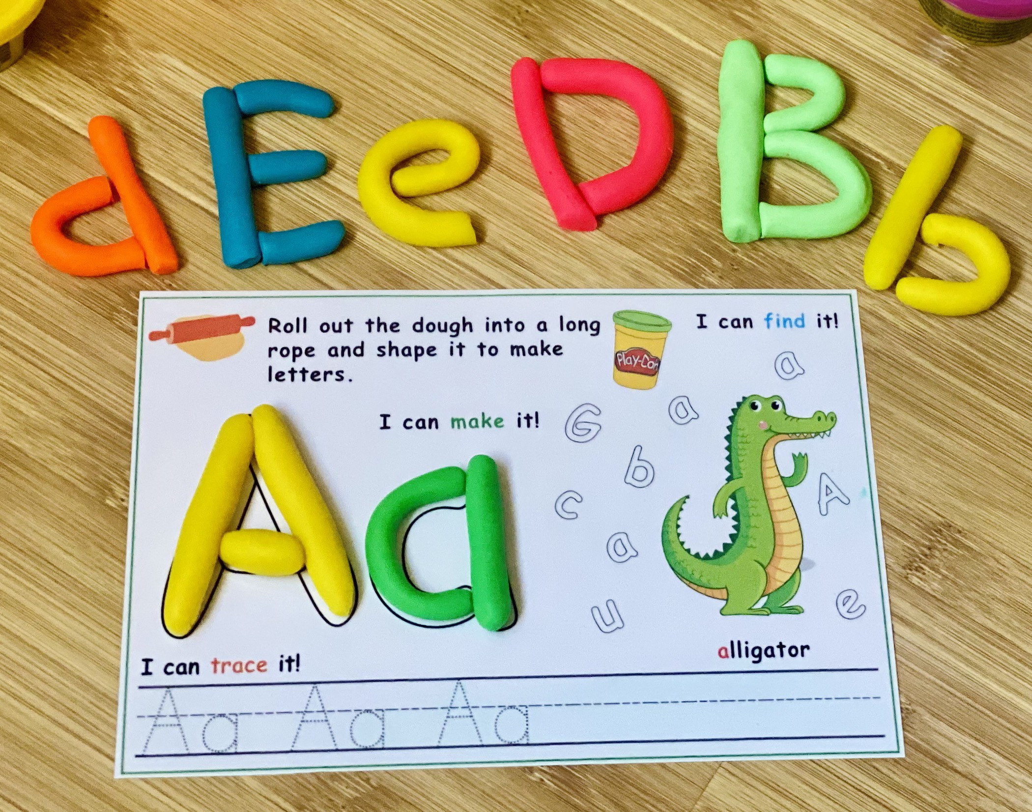 Alphabet Play Dough Mats, ABC Printable Play Doh, Preschool Activities ...