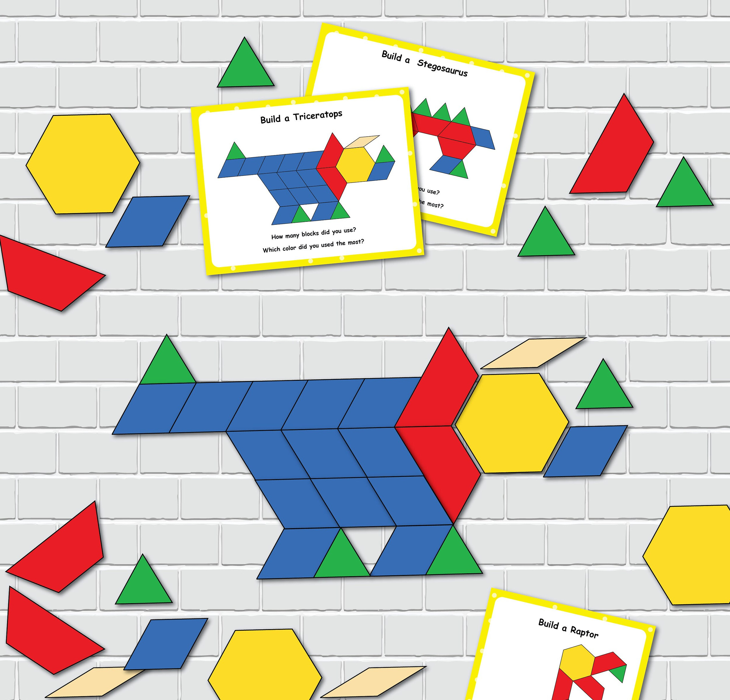 Pattern Block Templates, STEM Challenge Cards for Preschool and ...