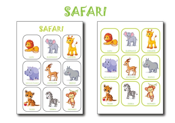 Safari Animals Printable Activity. Montessori Toddler | Etsy