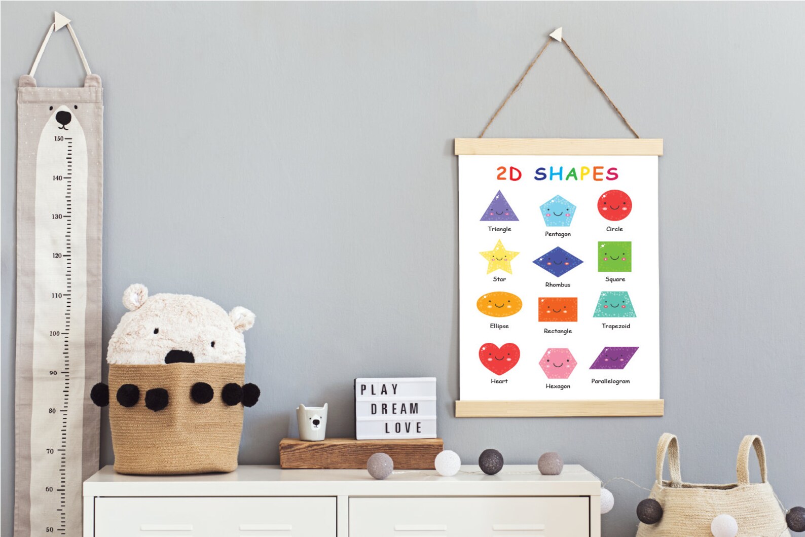 Shapes Educational Poster for Kids. 2D Rainbow Shapes Preschool ...