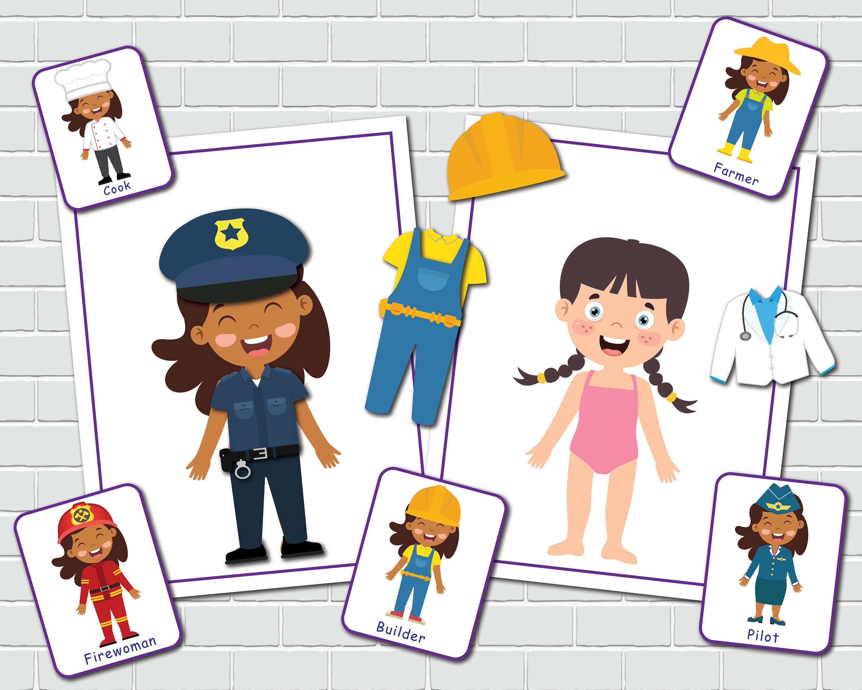 Community Helpers Dress up Preschool Printable Worksheets - Etsy