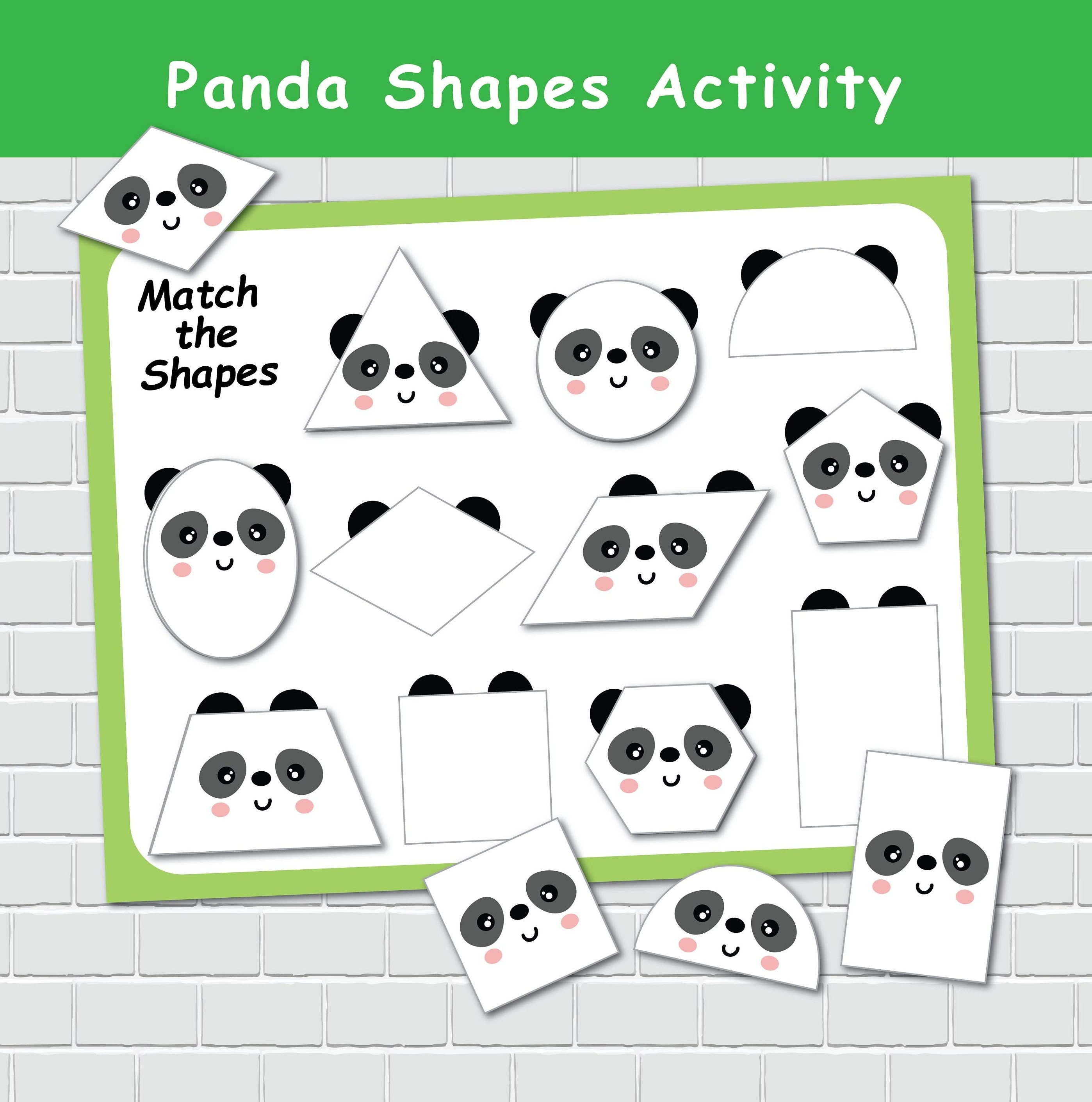 Basic Shape Design Panda Panda Shape Matching Activity, 2D Shapes, Busy Book Page, File Folder ...