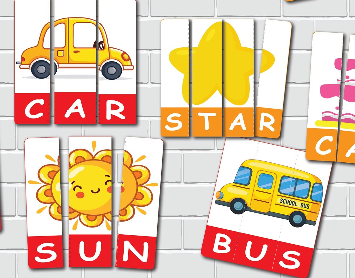 Word Puzzle Printable Activity Preschool Worksheets &amp; - Etsy