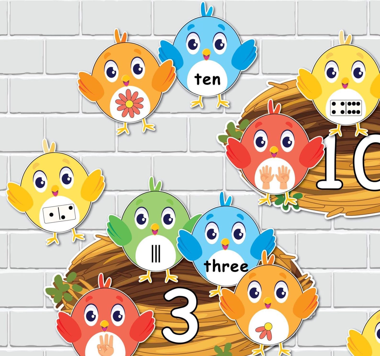 Numbers Birds Roses Birds Numbers Matching Activity, Preschool Math Centers, Toddler Quiet ...