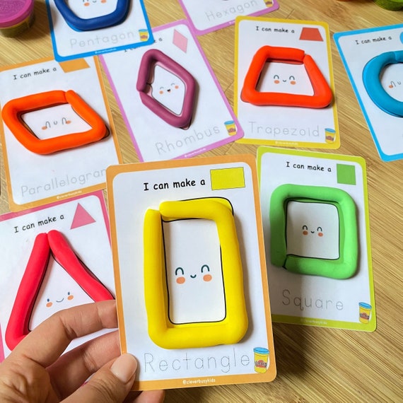 Shapes Play Dough Mats, Printable Montessori Play Doh Activity, Preschool Fine Motor Skills, Homeschool Resource, Pre-k Learning.