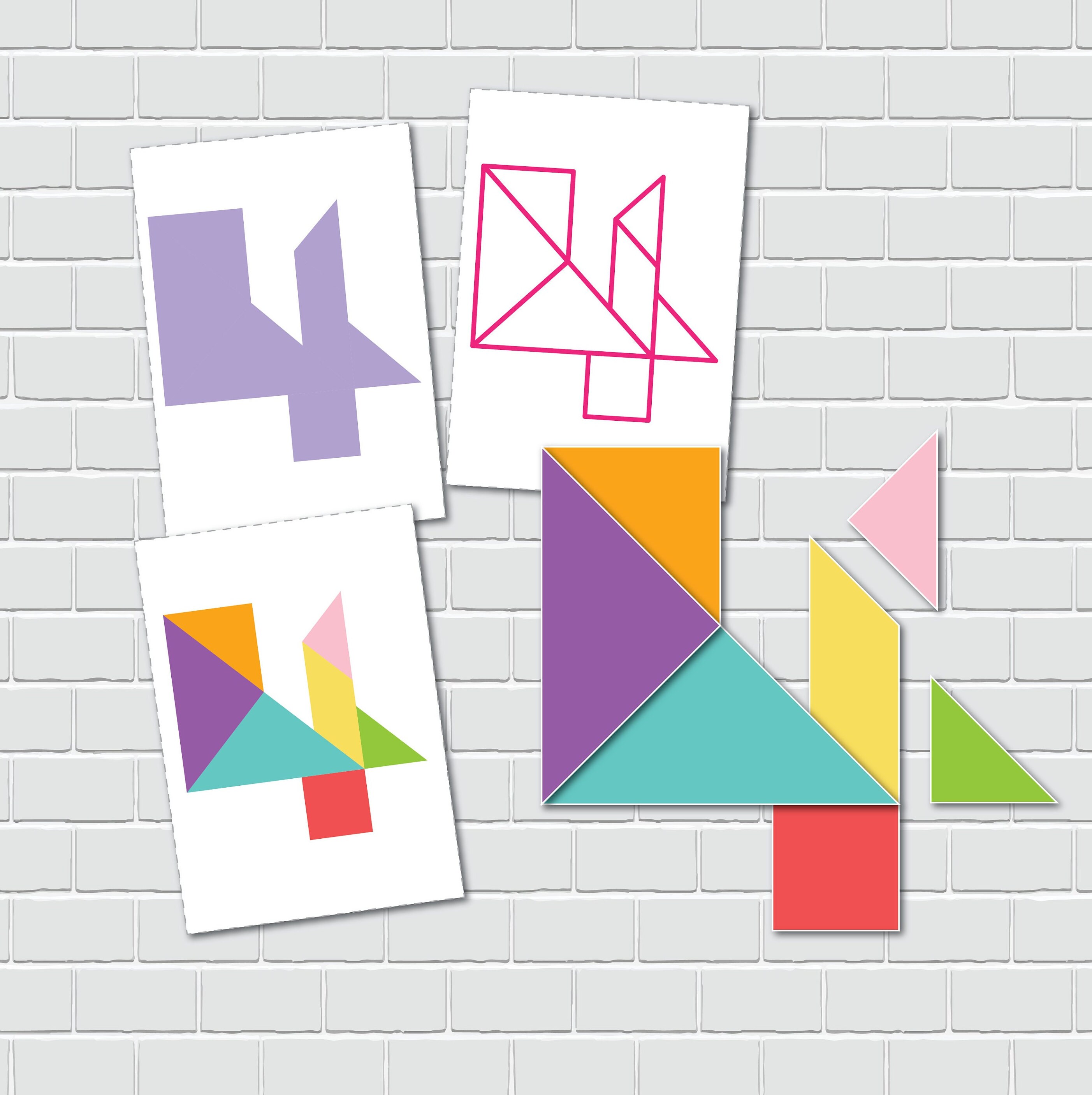 Tangram Numbers, Logic Puzzle for Preschool and Kindergarten