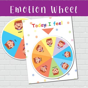 Emotions Wheel Printable Activity for Girls, Kids Feelings, Emotions ...