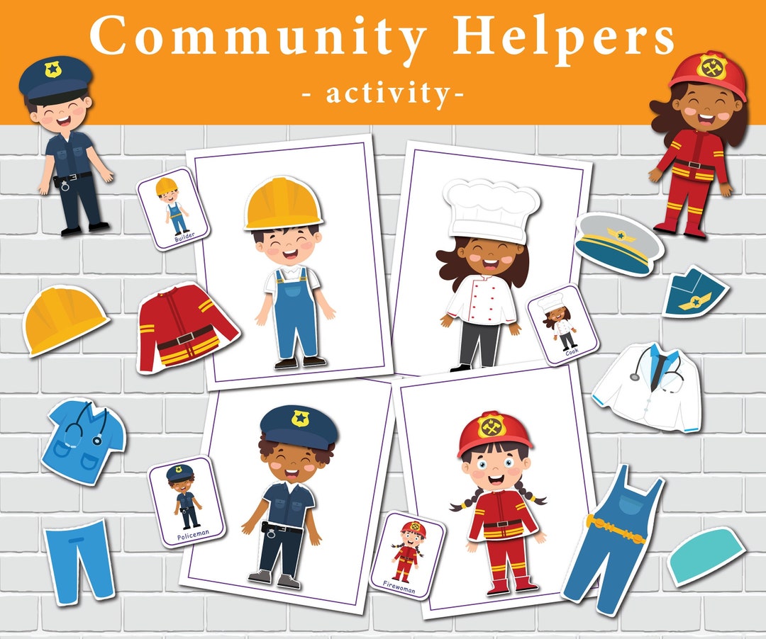 Community Helpers Dress up Preschool Printable Worksheets Professions