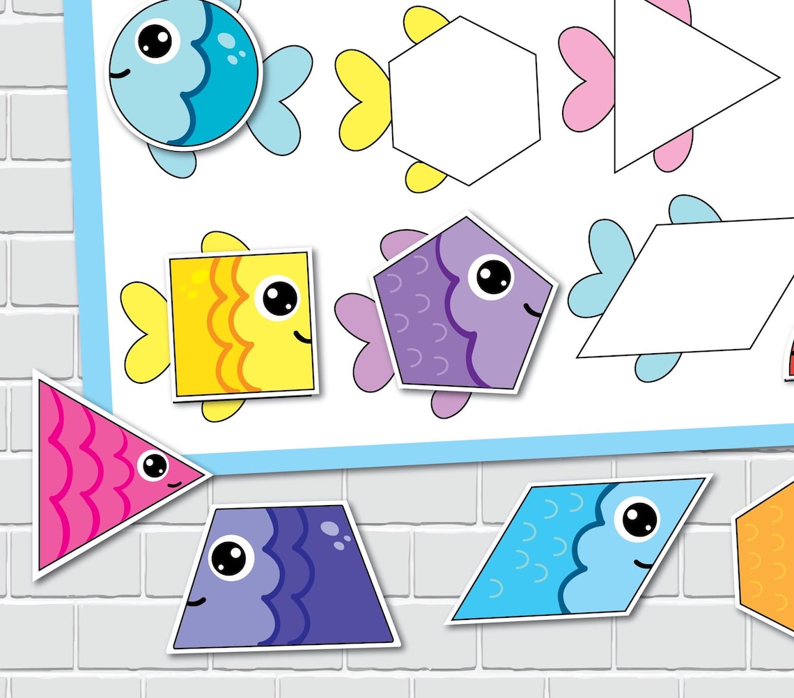 Fish Shape Matching Activity, 2D Shapes, Busy Book Page, File Folder ...