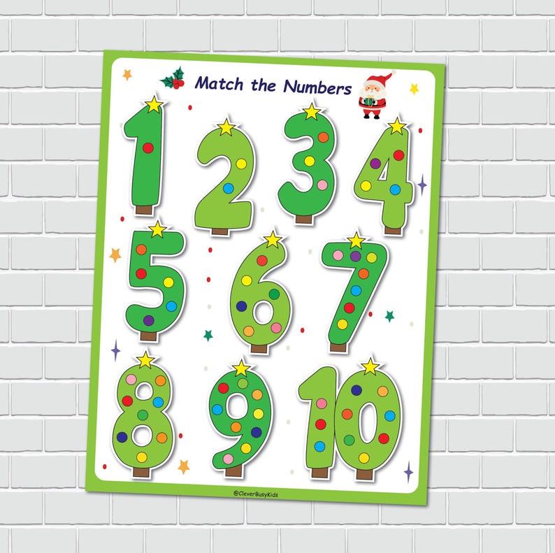 Christmas Tree Number Matching Activity, Winter Busy Book (digital ...