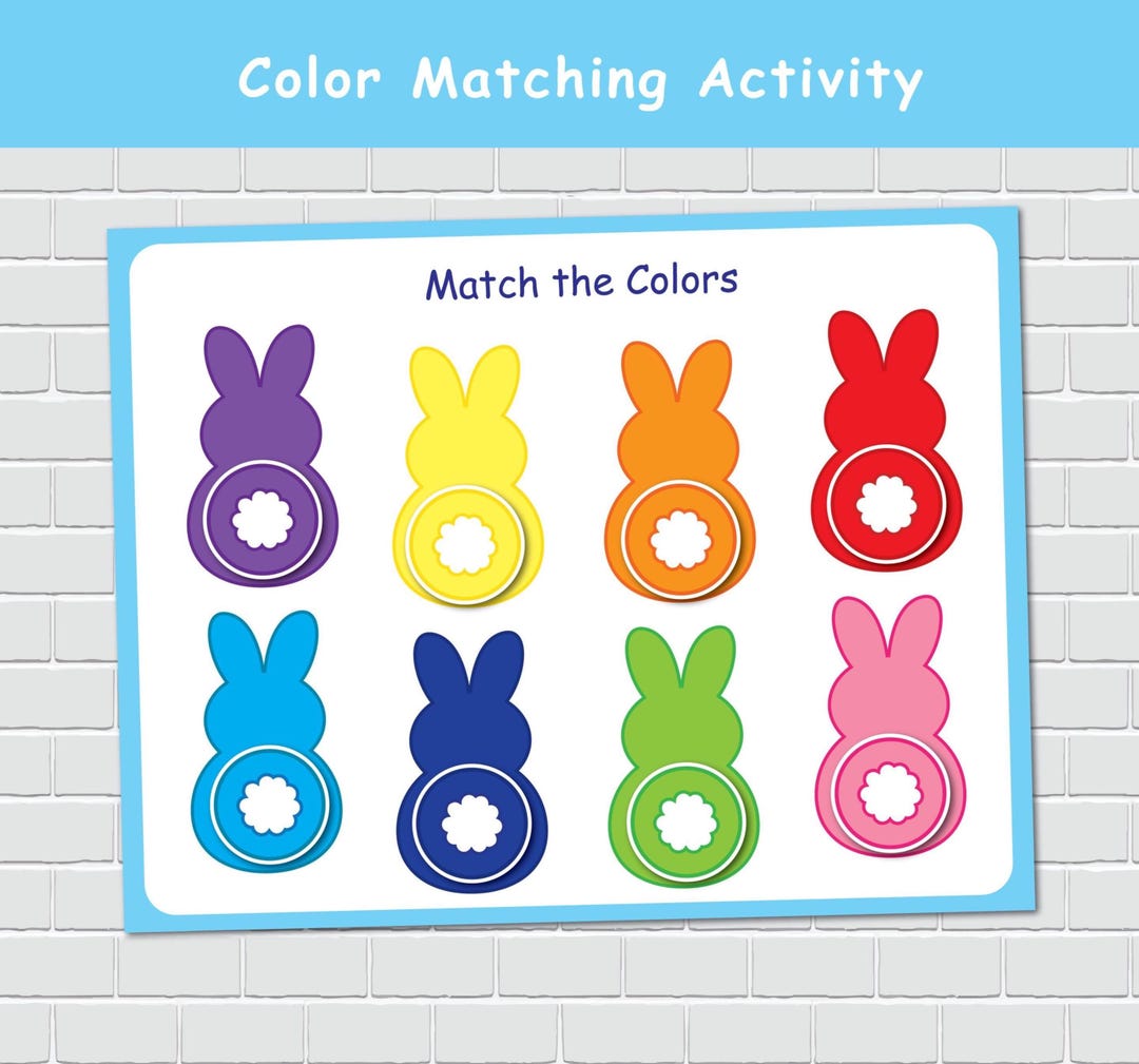 Bunny Color Matching Activity for Kids, Toddler Color Printables - Etsy