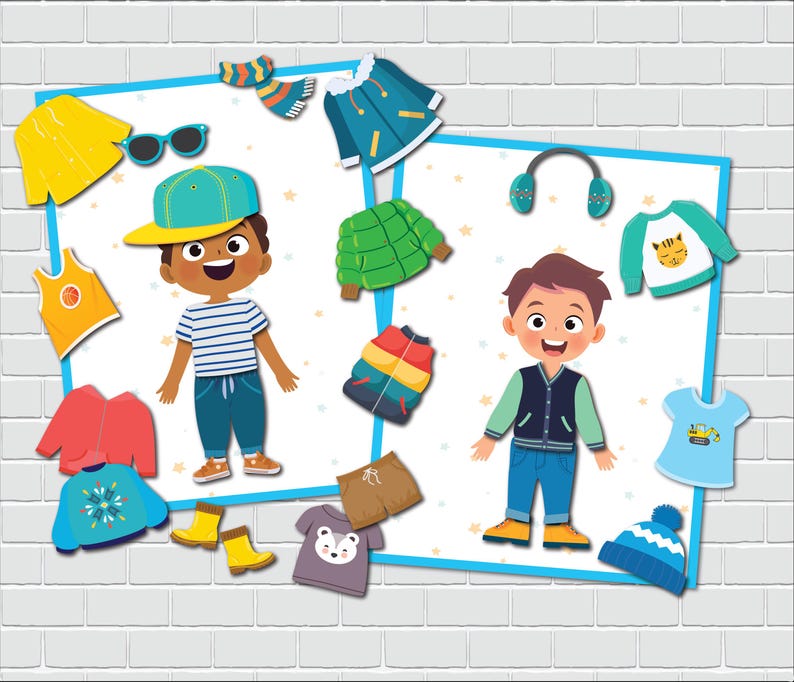 Dress Up Druckbare Aktivität Vier Jahreszeiten Datei Ordner Spiele Kleinkind Homeschool Aktivitäten Vorschule Beschäftigt Buch Bild 6