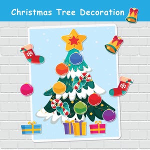 Christmas Busy Book Page, Tree Decoration Activity for Toddlers, Learning Binder, Preschool Quiet Book, Homeschool Printable Activity