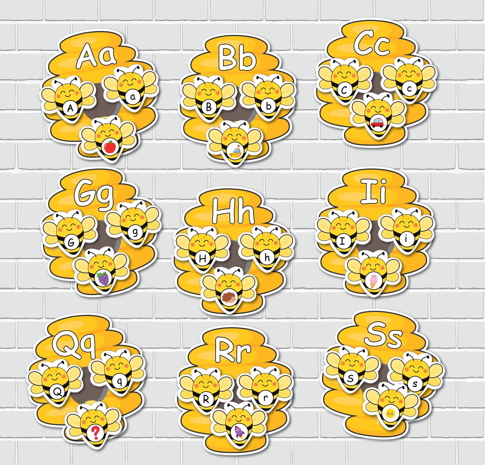 Bees and Beehive ABC Matching Activity for Kids, Summer Busy Book ...