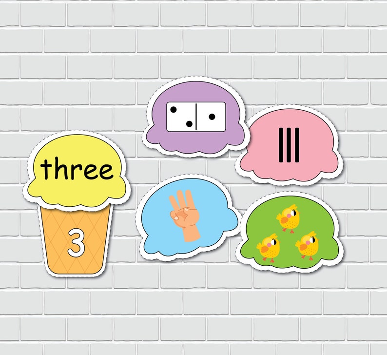 Ice Cream Matching Numbers Printable Activity for Kids. Homeschool ...