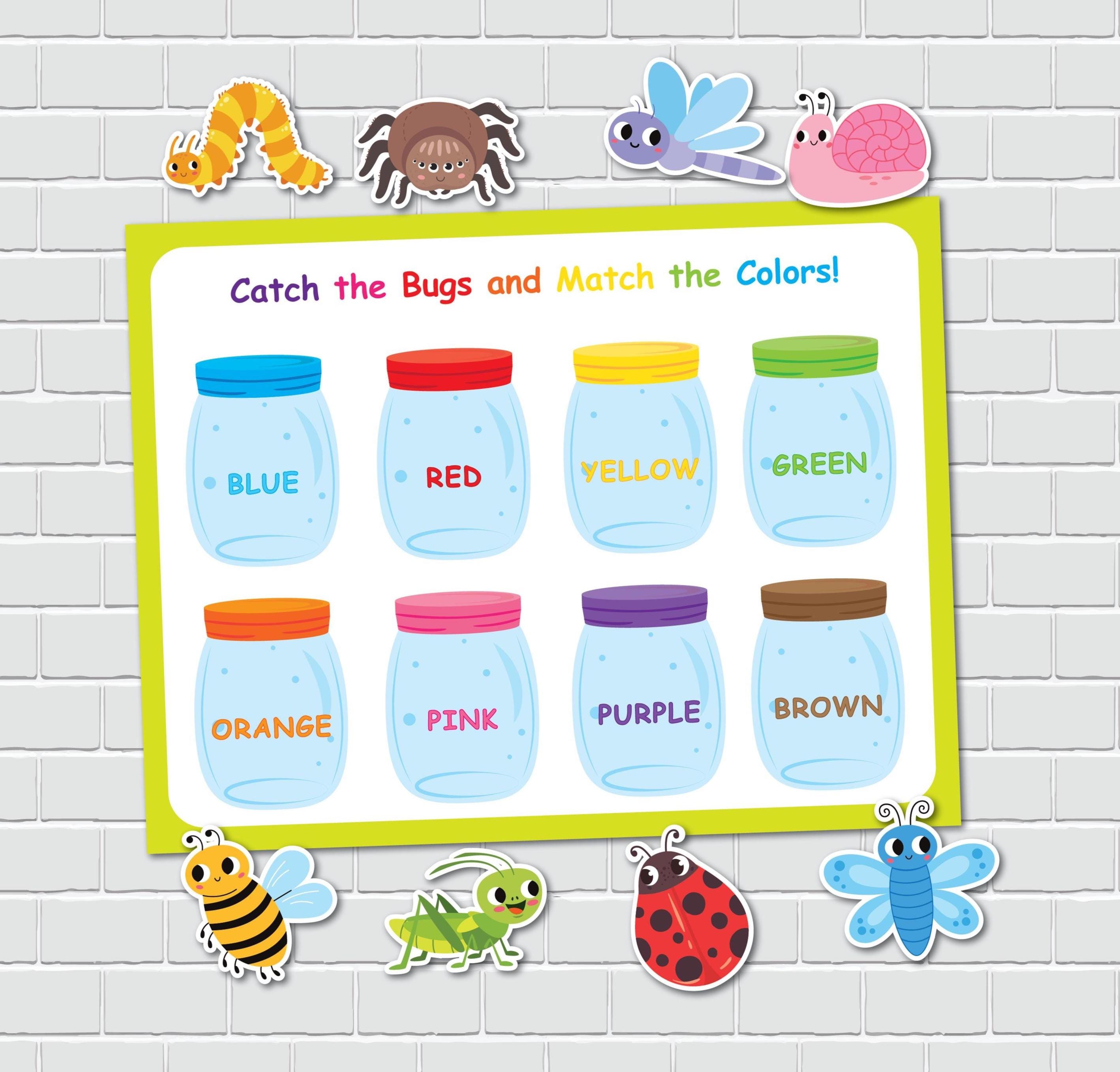 Bug Color Sorting Bugs in a Jar Color Matching Activity, Color Sorting Printable (digital ...