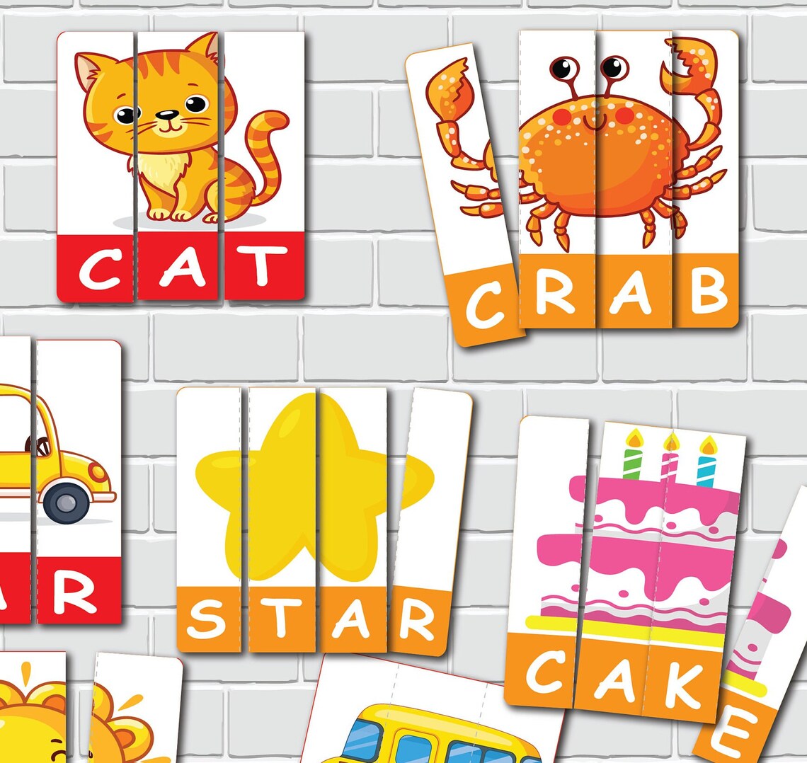 Word Puzzle Printable Activity Preschool Worksheets &amp; - Etsy