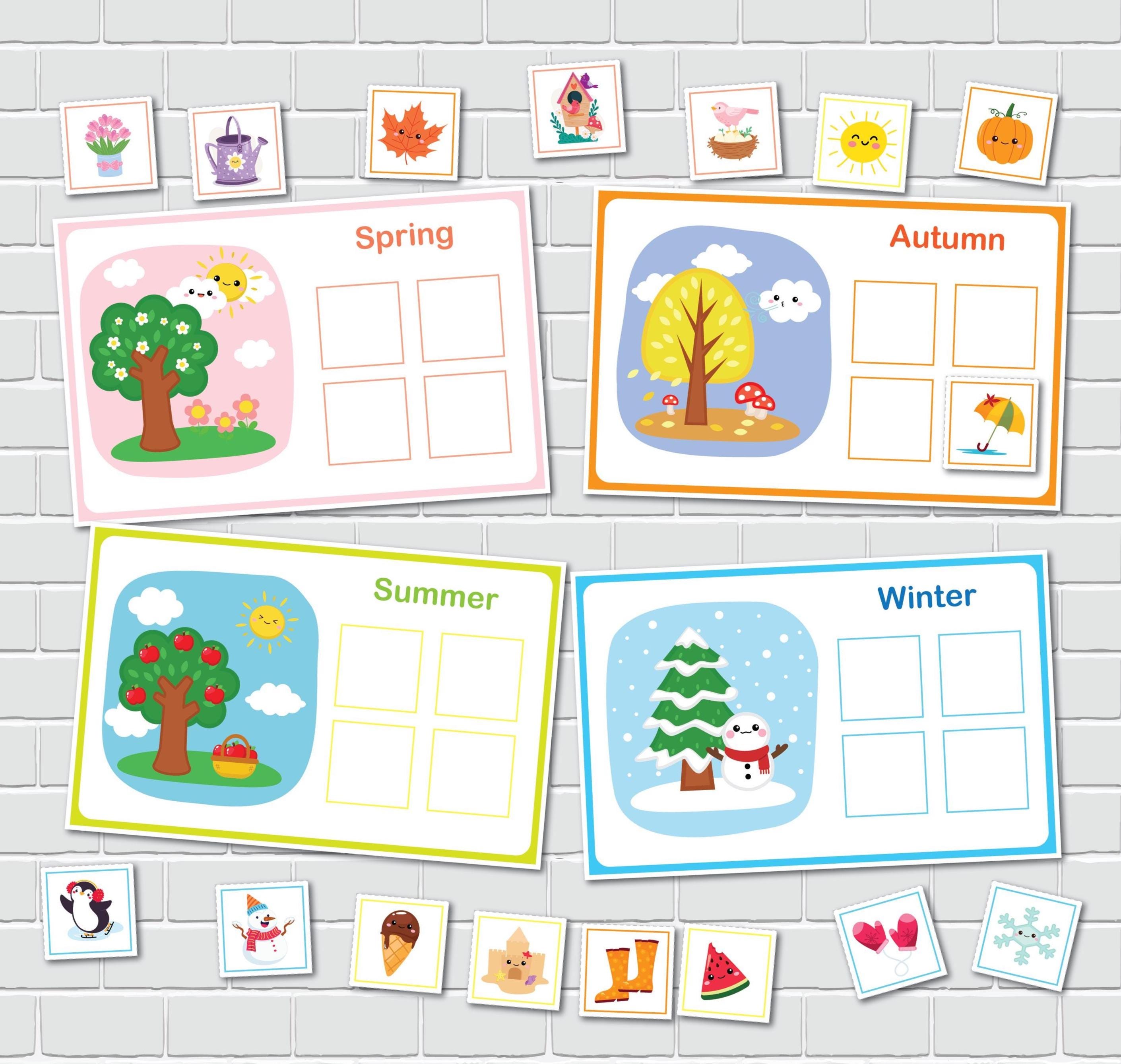 Seasons Matching Activity, Four Seasons, File Folder Games, Toddler ...