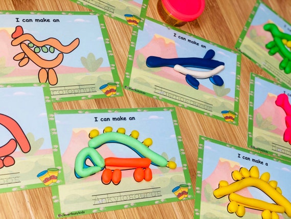 Dinosaurs Play Dough Mats, Printable Play Doh, Preschool Activities, Toddler Quiet Time, Busy Bags, Kindergarten Pre-k, Fine Motor Skills.