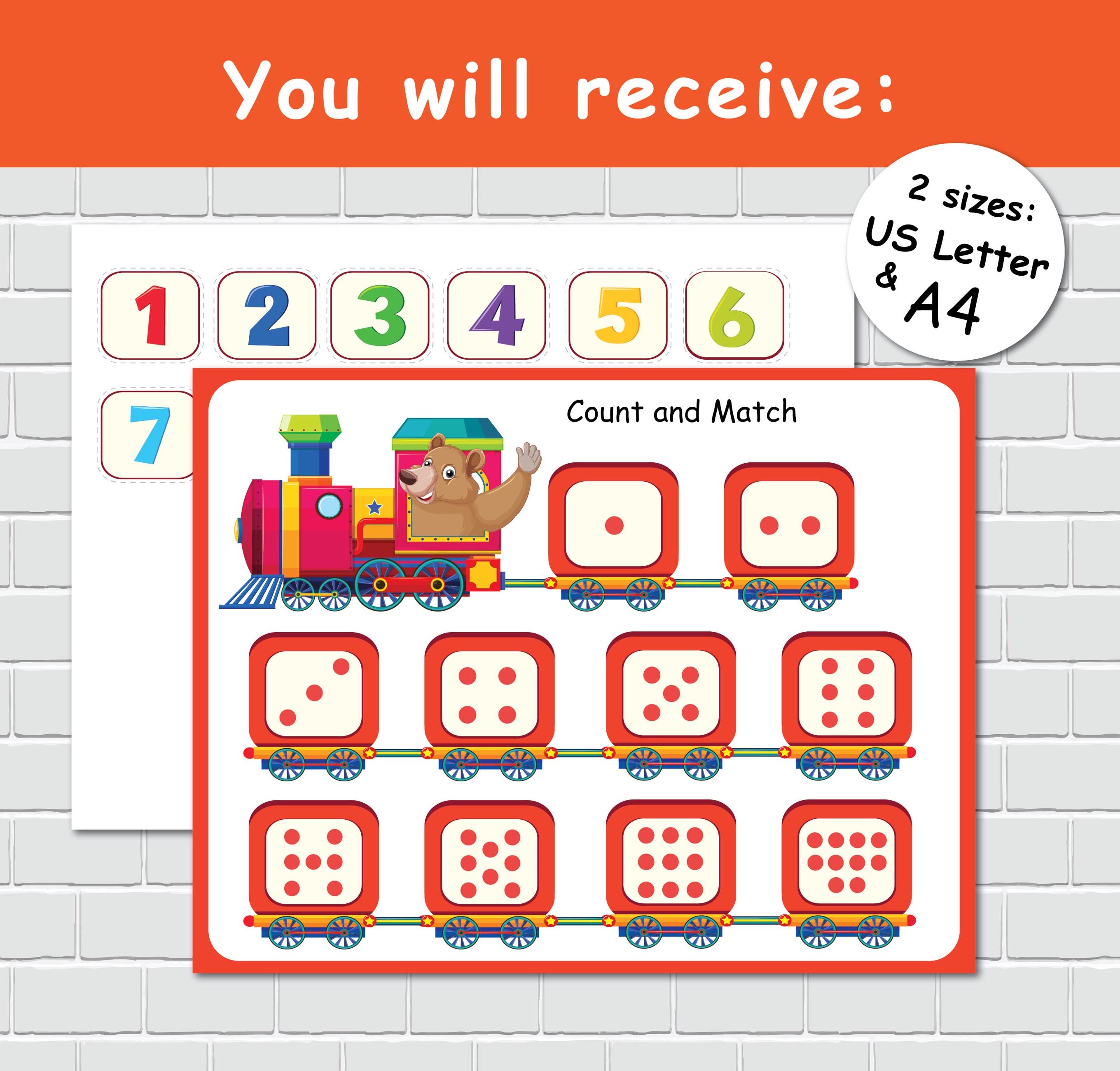 Train Numbers Matching for Kids, Count and Match Game, Toddler Busy ...