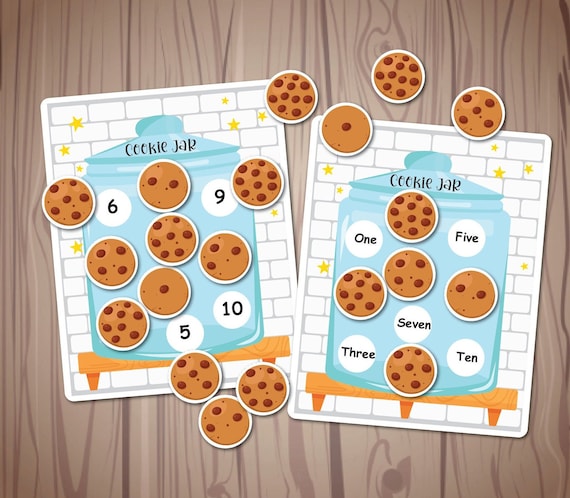 Cookie Jar Counting Activity, Matching Numbers 1-10 Count, Homeschool Learning, Pre-k Learning, Educational Resource.