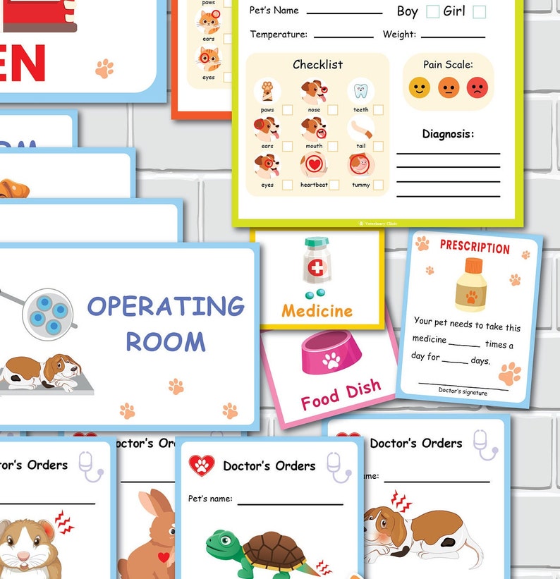 Vet Clinic Pretend Play, Printable Veterinary Dramatic Play Kit for ...