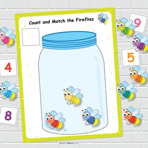 Fireflies Jar Counting Activities, Numbers Matching 1-10 Count ...