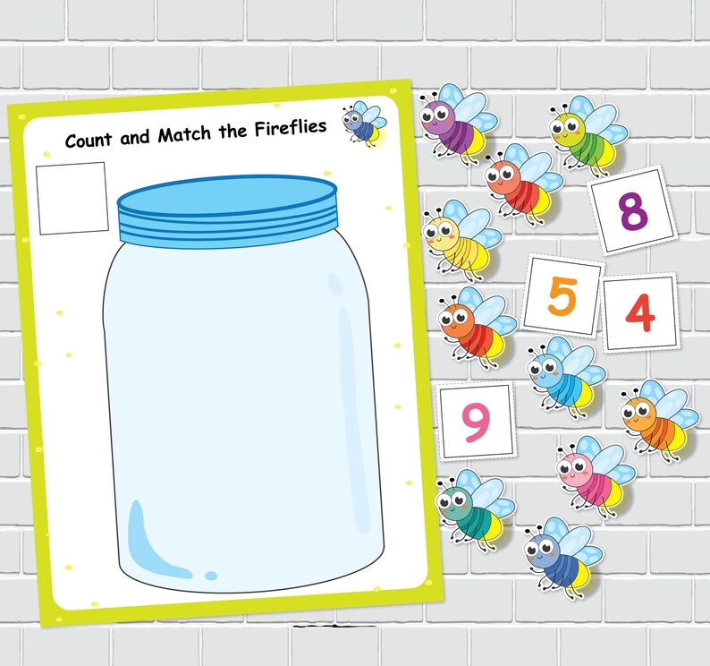 Fireflies Jar Counting Activities, Numbers Matching 1-10 Count ...