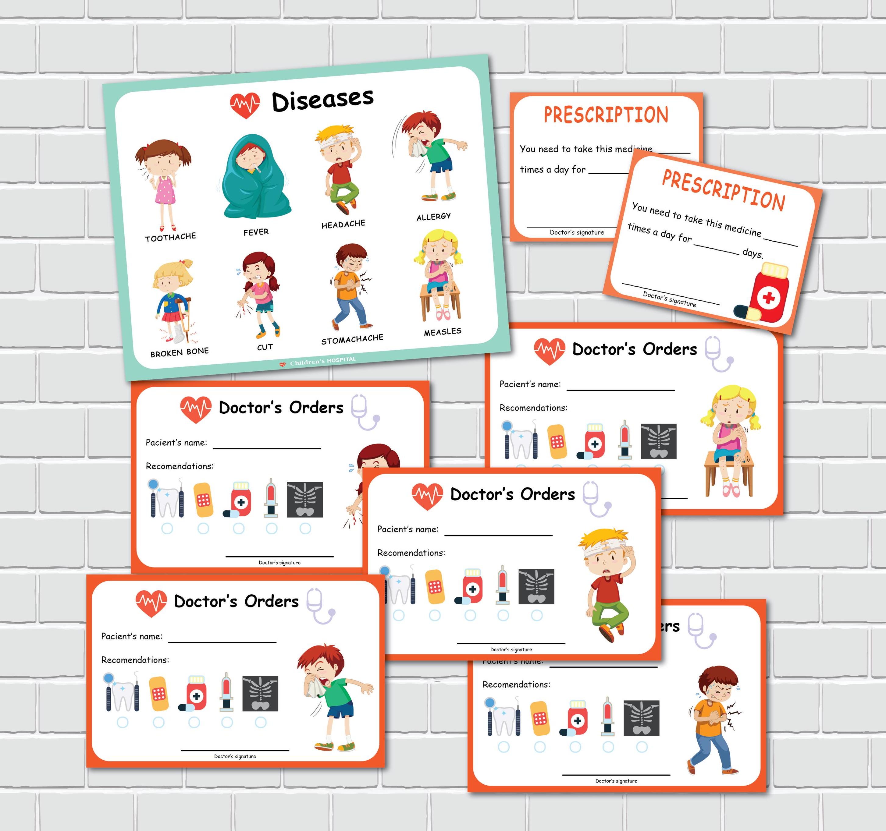 Doctor Pretend Play, Printable Hospital Dramatic Play, Preschool ...