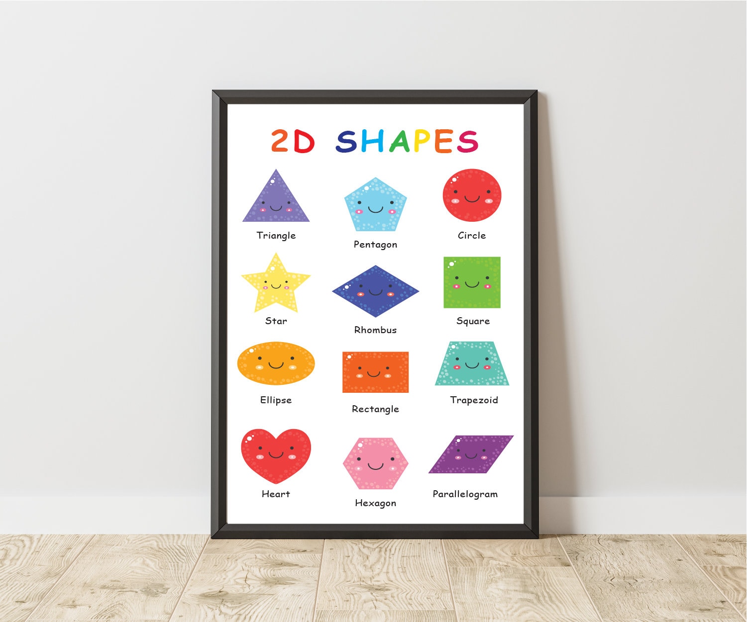 Shapes Educational Poster for Kids. 2D Rainbow Shapes Preschool ...