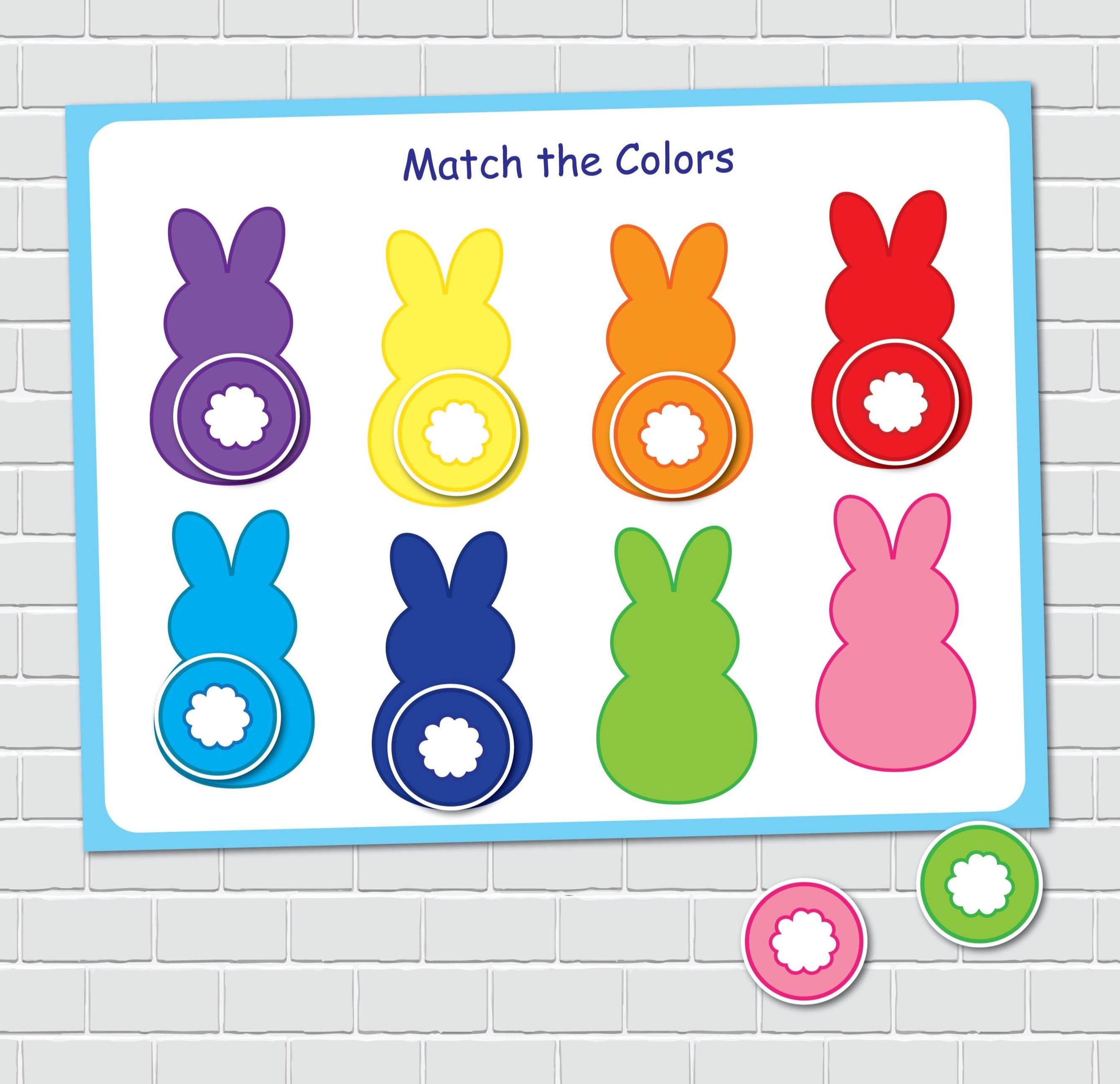 Bunny Color Matching Activity for Kids, Toddler Color Printables - Etsy