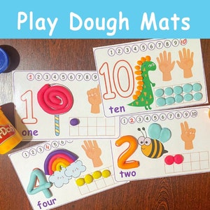 Tapis de pâte à modeler : comptage et nombres Activités préscolaires à imprimer Motricité fine Activité de temps calme pour les tout-petits
