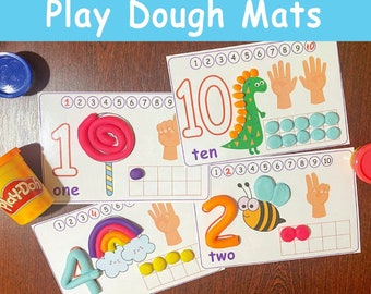 Numbers Play Dough Mats: Counting Activity, Fine Motor Skills (Digital Download)