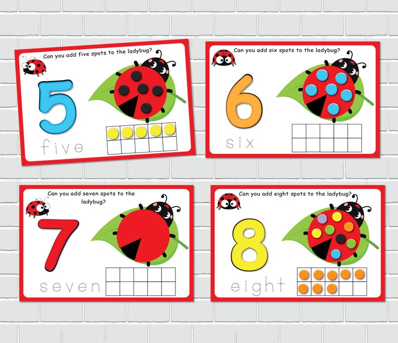 Ladybug Play Dough Mats, 1-10 Numbers Play Doh Activity, Preschool Fine ...