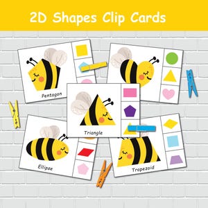 Cartões de recorte com formas 2D de abelhas, livro de atividades com formas, jogos de pasta de arquivo, educação especial, fichário de aprendizagem pré-escolar.