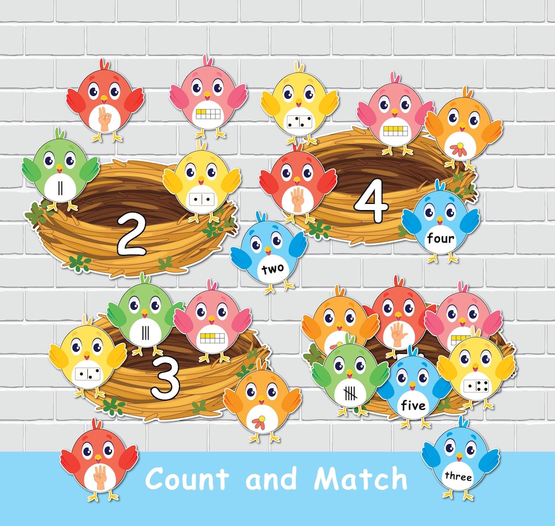 Birds Numbers Matching Activity, Preschool Math Centers, Toddler Quiet ...