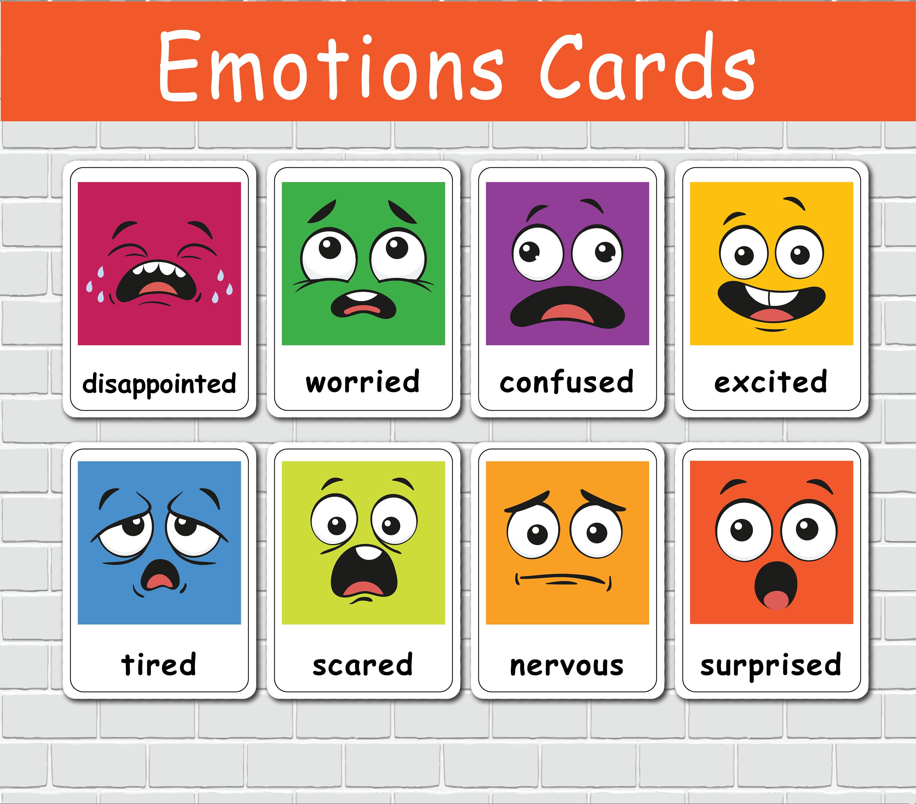 Emotions Flash Cards, Feelings Montessori Printable Activity, Preschool ...