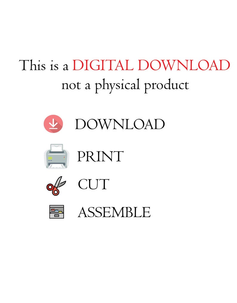 K&ouml;nnte beinhalten: Dies ist ein DIGITALER DOWNLOAD, kein physisches Produkt. Die Anweisungen f&uuml;r den Download umfassen: HERUNTERLADEN, DRUCKEN, SCHNEIDEN und ZUSAMMENBAUEN.