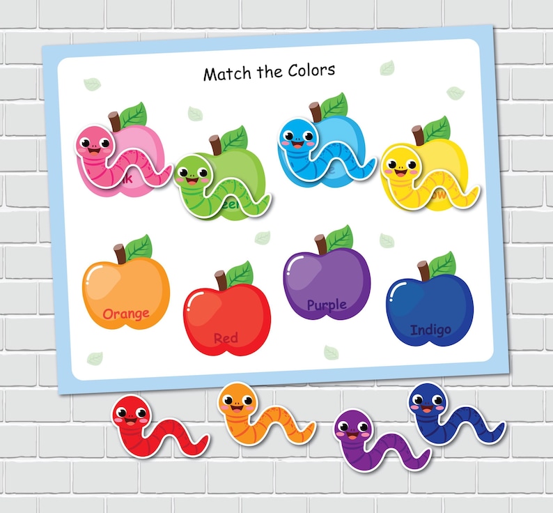 Apple Color Matching Activity, Color Printables, Toddler Busy Book ...