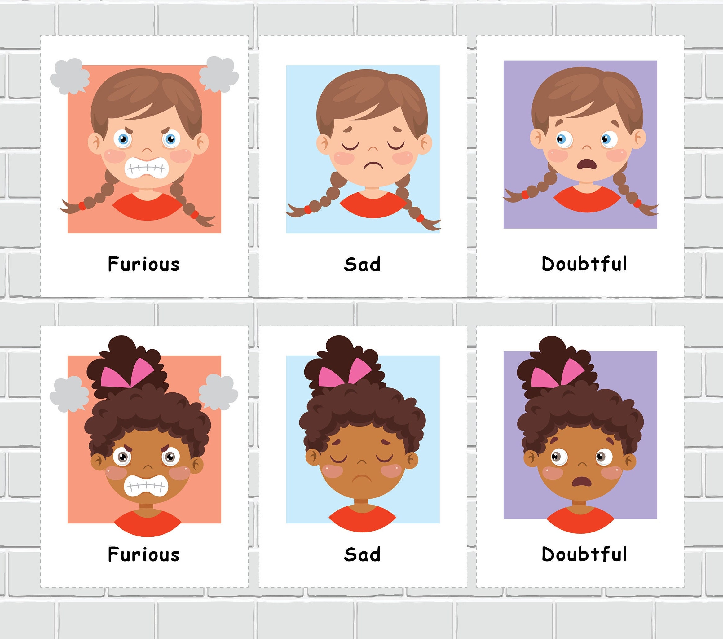 Emotions Flashcards, Feelings 3 Part Cards, Montessori Printable ...