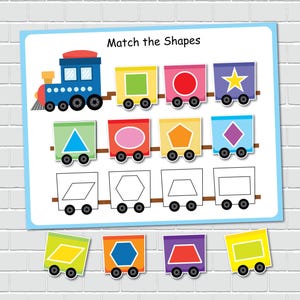 Train Shape Matching Activity, 2D Shapes, Shapes Busy Book Page, File ...
