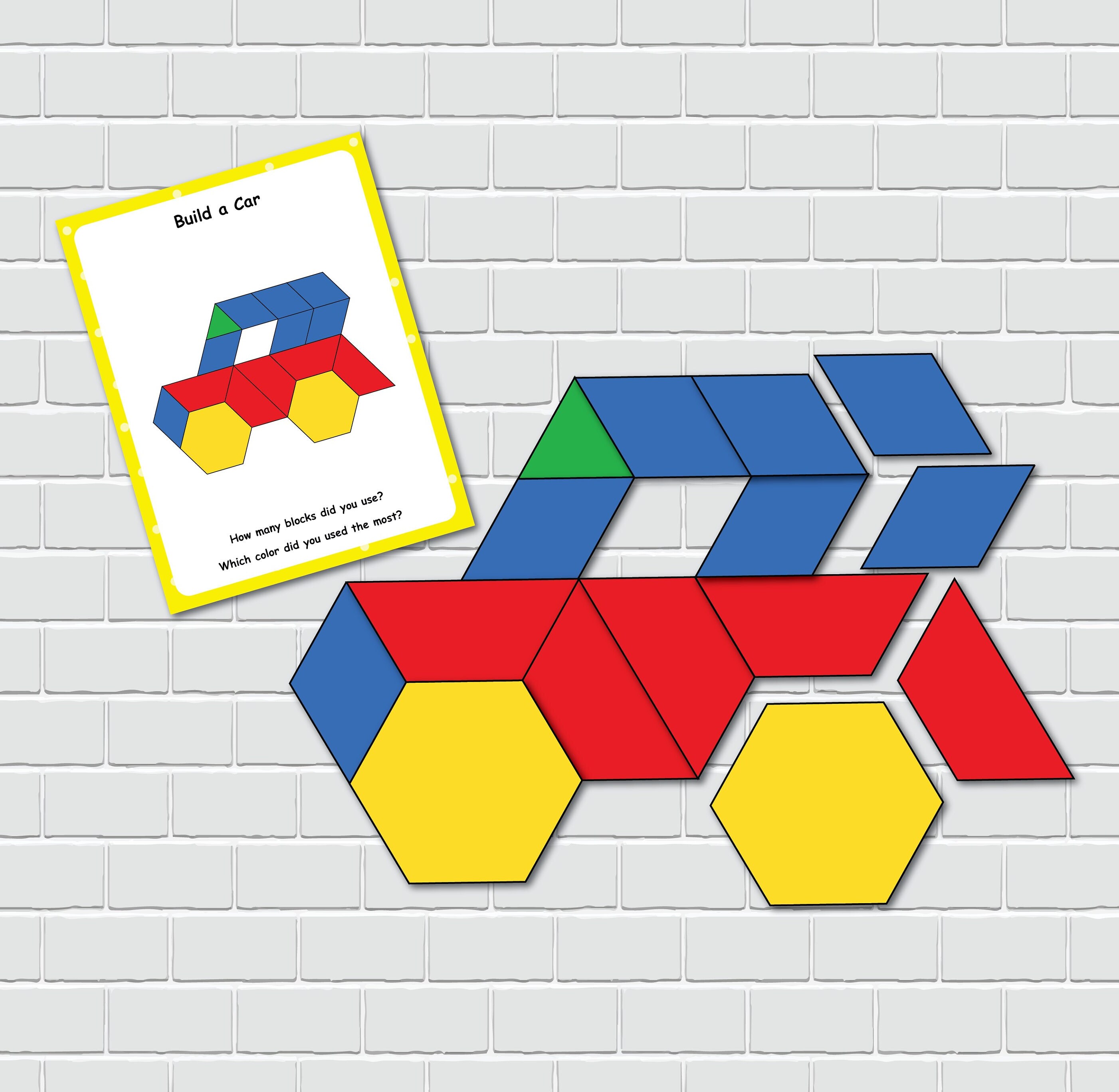 Pattern Block Templates, STEM Challenge Cards for Preschool and ...