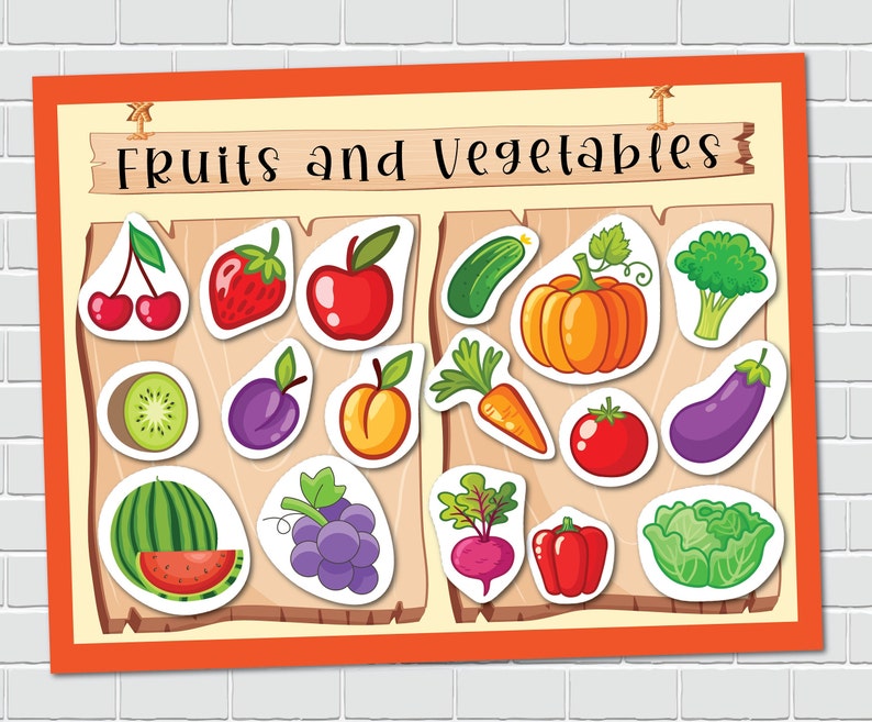 Fruits and Vegetables Sorting Printable Activity. Farm Busy Book Page ...