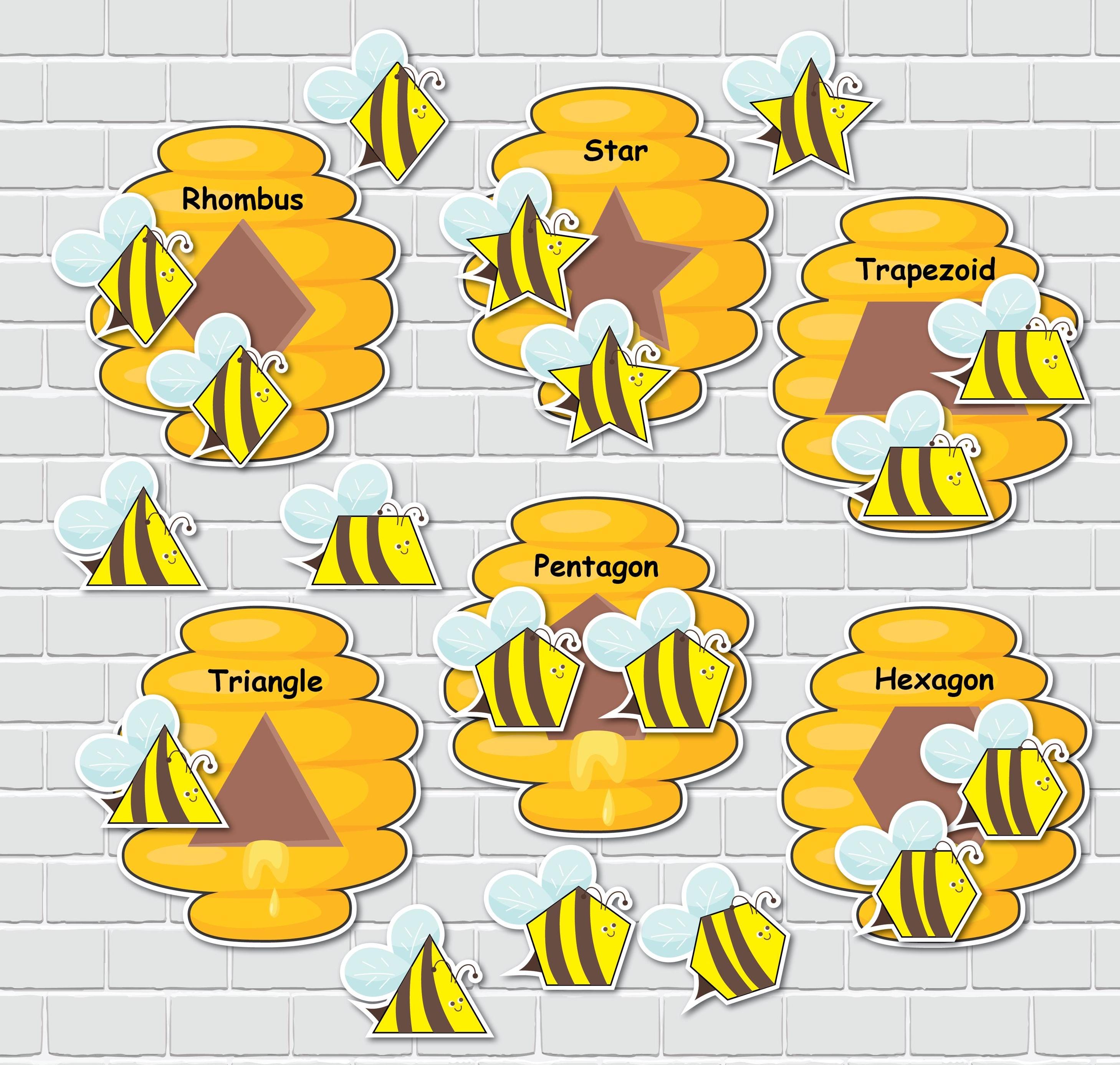 Bee Shapes Matching Activity, 2D Shapes, Preschool Learning (digital ...