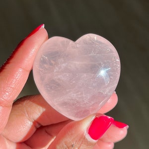 Star Rose Quartz Heart Carving